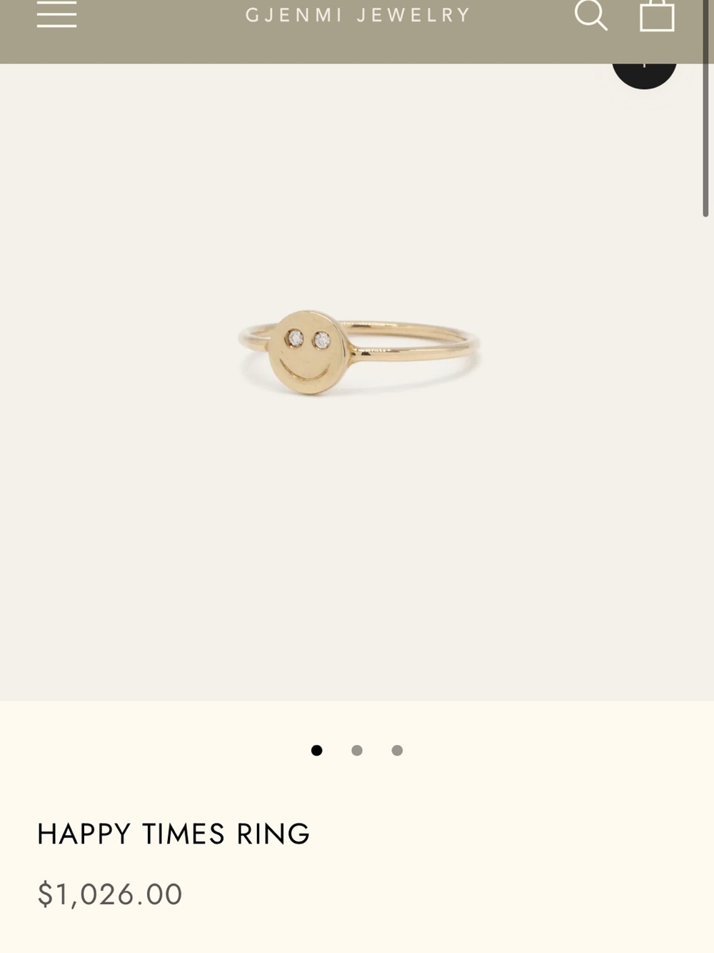 Gjenmi Happy Times Smiley Ring in Gold
